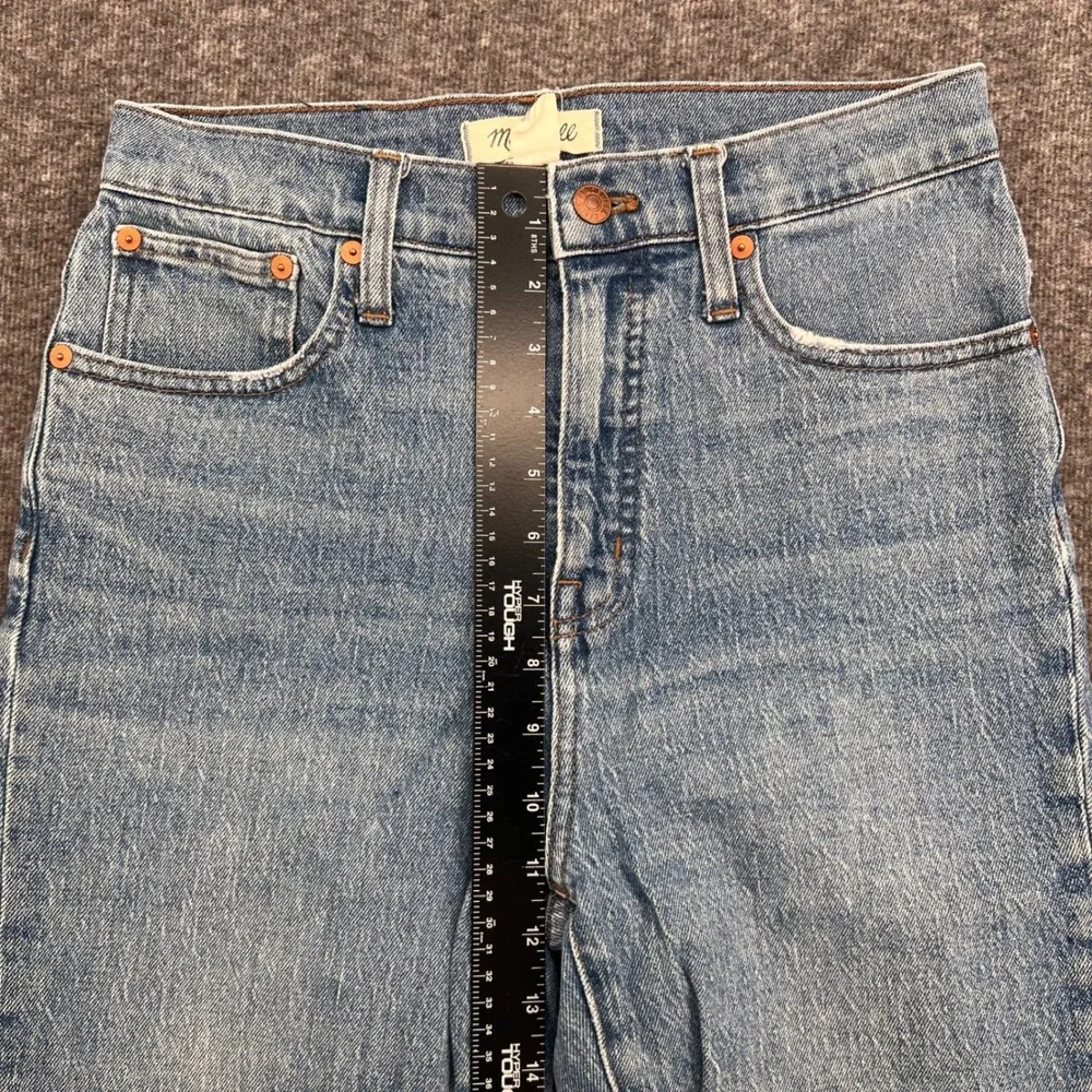 Madewell Classic Straight Jean High Rise Crop Light Wash Raw Hem Womens Size 26 - Picture 11 of 14